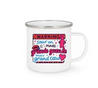 quotedazur - Mug Humour Warning : sœur en mode grande gueule mais grand cœur - Cadeau Soeur Femme