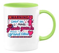 quotedazur - Mug Humour Warning : sœur en mode grande gueule mais grand cœur - Cadeau Soeur Femme