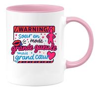 quotedazur - Mug Humour Warning : sœur en mode grande gueule mais grand cœur - Cadeau Soeur Femme