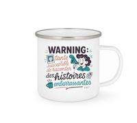quotedazur - Mug Humour Warning : tante susceptible de raconter des histoires embarrassantes - Cadeau Tante Femme