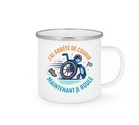 quotedazur - Mug J'ai arrêté de courir, maintenant je roule - Tasse Cadeau Humour Homme - Blanc/Emaillé