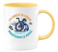 quotedazur - Mug J'ai arrêté de courir, maintenant je roule - Tasse Cadeau Humour Homme - Jaune/Céramique