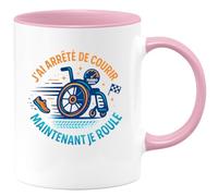 quotedazur - Mug J'ai arrêté de courir, maintenant je roule - Tasse Cadeau Humour Homme - Rose/Céramique