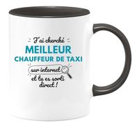 quotedazur - Mug J'ai Cherché Meilleur Chauffeur De Taxi Sur Internet Tu Es Sortie Direct Noir/Céramique