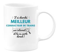 quotedazur - Mug J'ai Cherché Meilleur Conducteur De Trains Sur Internet Tu Es Sortie Direct - Rouge/Céramique