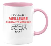 quotedazur - Mug J'ai Cherché Meilleure Assistante Médicale Sur Internet Tu Es Sortie Direct Rose/Céramique