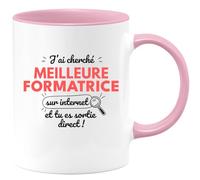 quotedazur - Mug J'ai Cherché Meilleure Formatrice Sur Internet Tu Es Sortie Direct - Rose/Céramique