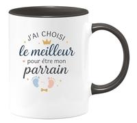 quotedazur - Mug J'ai choisi le meilleur pour être mon parrain - Tasse Cadeau Baptême Demande Futur Parrain Homme - Noir/Céramique