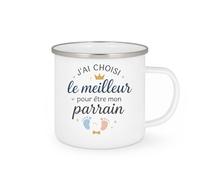 quotedazur - Mug J'ai choisi le meilleur pour être mon parrain - Tasse Cadeau Baptême Demande Futur Parrain Homme - Blanc/Emaillé