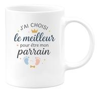 quotedazur - Mug J'ai choisi le meilleur pour être mon parrain - Tasse Cadeau Baptême Demande Futur Parrain Homme - Blanc/Céramique