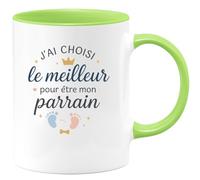 quotedazur - Mug J'ai choisi le meilleur pour être mon parrain - Tasse Cadeau Baptême Demande Futur Parrain Homme - Vert/Céramique