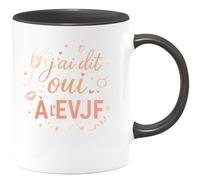 quotedazur - Mug j'ai dit oui... à l'evjf - Tasse Cadeau Evjf Femme - Noir/Céramique
