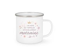 quotedazur - Mug J'ai hâte de t'appeler officiellement marraine - Tasse Cadeau Baptême Demande Future Marraine Femme - Blanc/Emaillé