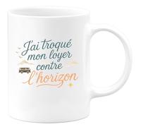 quotedazur - Mug J'ai troqué mon loyer contre l'horizon - Tasse Cadeau Vanlife - Blanc/Céramique
