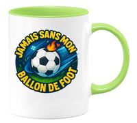quotedazur - Mug jamais sans mon ballon de foot - Tasse Cadeau Football Homme - Vert/Céramique