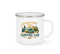 quotedazur - Mug jamais sans mon camping-car - Tasse Cadeau Camping-car - Blanc/Emaillé