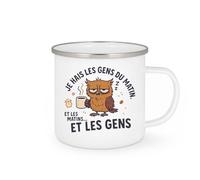 quotedazur - Mug je hais les gens du matin. et les matins... et les gens - Tasse Cadeau Humour - Blanc/Emaillé