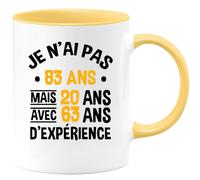 quotedazur - Mug Je N'ai Pas 83 Ans Mais 63 Ans Avec 20 Ans D'Expérience - Jaune/Céramique
