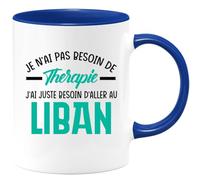 quotedazur - Mug Je N'ai Pas Besoin De Thérapie J'ai Juste Besoin D'Aller Au Liban - Bleu/Céramique