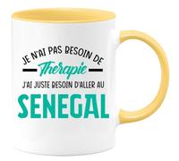 quotedazur - Mug Je N'ai Pas Besoin De Thérapie J'ai Juste Besoin D'Aller Au Sénégal - Jaune/Céramique
