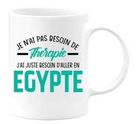 quotedazur - Mug Je N'ai Pas Besoin De Thérapie J'ai Juste Besoin D'Aller En Égypte - Blanc/Céramique