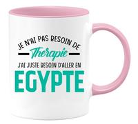 quotedazur - Mug Je N'ai Pas Besoin De Thérapie J'ai Juste Besoin D'Aller En Égypte - Rose/Céramique