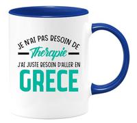 quotedazur - Mug Je N'ai Pas Besoin De Thérapie J'ai Juste Besoin D'Aller En Grèce - Bleu/Céramique