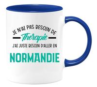 quotedazur - Mug Je N'ai Pas Besoin De Thérapie J'ai Juste Besoin D'Aller En Normandie - Bleu/Céramique