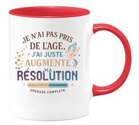 quotedazur - Mug Je n'ai pas pris de l'âge, j'ai juste augmenté ma résolution - Tasse Cadeau Anniversaire Femme - Rouge/Céramique