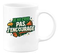 quotedazur - Mug je ne crie pas, j'encourage - Tasse Cadeau Football Homme - Blanc/Céramique