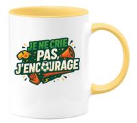 quotedazur - Mug je ne crie pas, j'encourage - Tasse Cadeau Football Homme - Jaune/Céramique