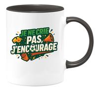 quotedazur - Mug je ne crie pas, j'encourage - Tasse Cadeau Football Homme - Noir/Céramique