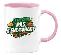 quotedazur - Mug je ne crie pas, j'encourage - Tasse Cadeau Football Homme - Rose/Céramique