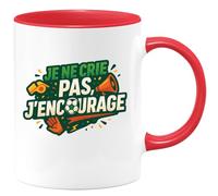 quotedazur - Mug je ne crie pas, j'encourage - Tasse Cadeau Football Homme - Rouge/Céramique