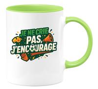 quotedazur - Mug je ne crie pas, j'encourage - Tasse Cadeau Football Homme - Vert/Céramique