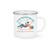 quotedazur - Mug je ne procrastine pas, je fais une pause stratégique permanente - Tasse Cadeau Humour Femme - Blanc/Emaillé