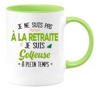 quotedazur - Mug Je Ne Suis Pas A La Retraite Je Suis Golfeuse A Plein Temps - Vert/Céramique