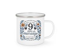 quotedazur - Mug je ne suis pas parfait mais j'ai tenu 9 ans de mariage et c'est déjà pas mal - Tasse Cadeau Noces de Faïence Homme - Blanc/Emaillé