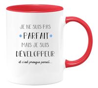 quotedazur - Mug Je Ne Suis Pas Parfait Mais Je Suis Developpeur - Cadeau Humour Métier Travail - Idée Cadeau Pot De Départ Chef Mutation - Tasse Cadeau Retraite Noël Au Bureau