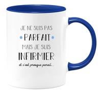 quotedazur - Mug Je Ne Suis Pas Parfait Mais Je Suis Infirmier - Cadeau Humour Métier Travail - Idée Cadeau Pot De Départ Chef Mutation - Tasse Cadeau Retraite Noël Au Bureau