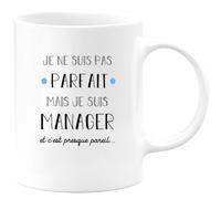 quotedazur - Mug Je Ne Suis Pas Parfait Mais Je Suis Manager - Cadeau Humour Métier Travail - Idée Cadeau Pot De Départ Chef Mutation - Tasse Cadeau Retraite Noël Au Bureau