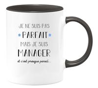 quotedazur - Mug Je Ne Suis Pas Parfait Mais Je Suis Manager - Humour Métier Travail - Idée Cadeau Pot De Départ Chef Mutation - Tasse Retraite Noël Au Bureau