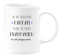 quotedazur - Mug Je Ne Suis Pas Parfait Mais Je Suis Pharmacien - Cadeau Humour Métier Travail - Idée Cadeau Pot De Départ Chef Mutation - Tasse Cadeau Retraite Noël Au Bureau