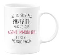 quotedazur - Mug Je Ne Suis Pas Parfaite Mais Agent Immobilier Et C'est Presque Pareil Blanc/Céramique