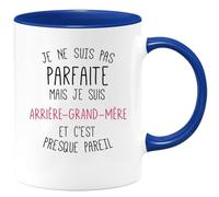 quotedazur - Mug Je Ne Suis Pas Parfaite Mais Arrière-Grand-Mère Cadeau Future Surprise Annonce Grossesse Garçon/Fille Naissance Bébé Anniversaire Noir/Céramique