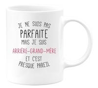 quotedazur - Mug Je Ne Suis Pas Parfaite Mais Arrière-Grand-Mère Cadeau Future Surprise Annonce Grossesse Garçon/Fille Naissance Bébé Anniversaire Blanc/Céramique