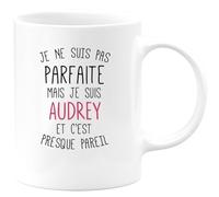 quotedazur - Mug Je Ne Suis Pas Parfaite Mais Audrey Et C'est Presque Pareil Blanc/Céramique