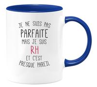 quotedazur - Mug Je Ne Suis Pas Parfaite Mais Je Suis Rh Et C'est Presque Pareil - Bleu/Céramique