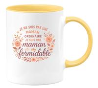 quotedazur - Mug Je ne suis pas une maman ordinaire, je suis une maman formidable - Tasse Cadeau Maman Femme - Jaune/Céramique