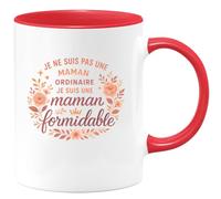 quotedazur - Mug Je ne suis pas une maman ordinaire, je suis une maman formidable - Tasse Cadeau Maman Femme - Rouge/Céramique